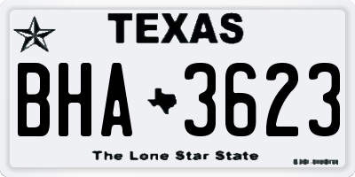TX license plate BHA3623
