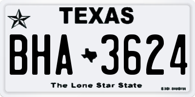 TX license plate BHA3624