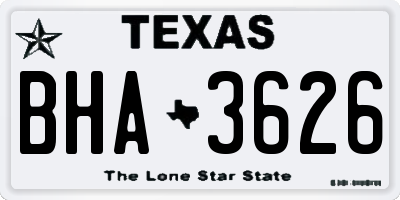 TX license plate BHA3626