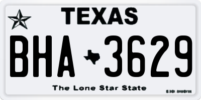 TX license plate BHA3629