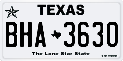 TX license plate BHA3630