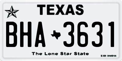 TX license plate BHA3631