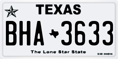 TX license plate BHA3633