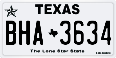 TX license plate BHA3634