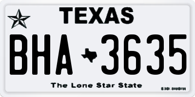 TX license plate BHA3635