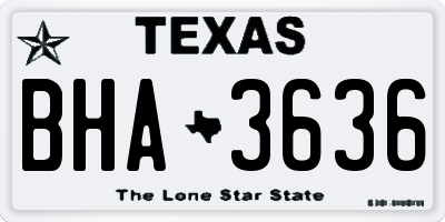 TX license plate BHA3636