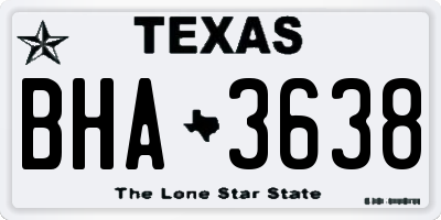 TX license plate BHA3638