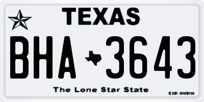 TX license plate BHA3643