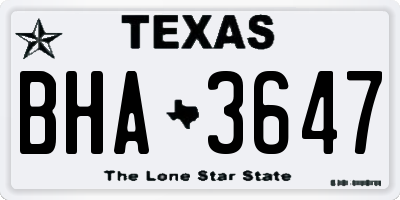 TX license plate BHA3647