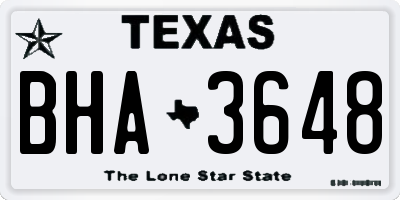 TX license plate BHA3648