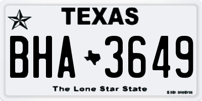 TX license plate BHA3649