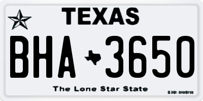 TX license plate BHA3650