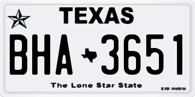 TX license plate BHA3651