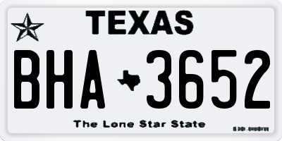 TX license plate BHA3652