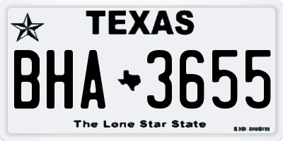 TX license plate BHA3655