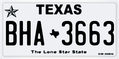 TX license plate BHA3663