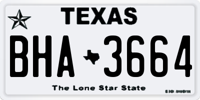 TX license plate BHA3664