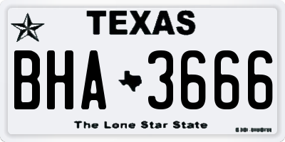 TX license plate BHA3666