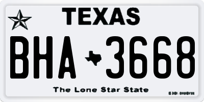 TX license plate BHA3668