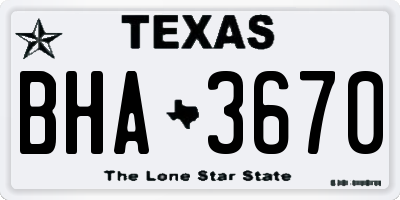 TX license plate BHA3670