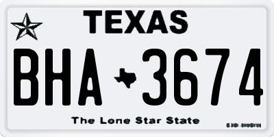 TX license plate BHA3674