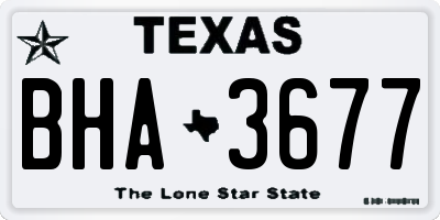 TX license plate BHA3677