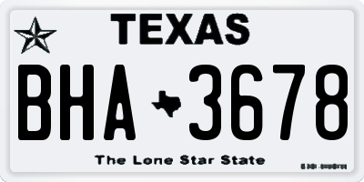 TX license plate BHA3678