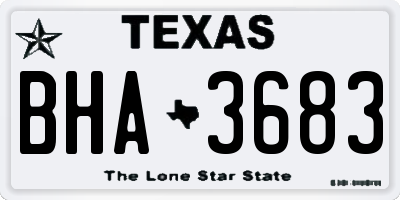 TX license plate BHA3683