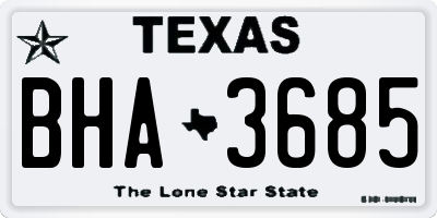 TX license plate BHA3685