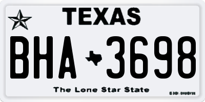 TX license plate BHA3698