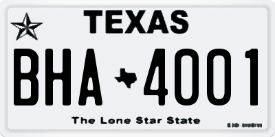 TX license plate BHA4001