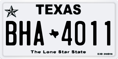 TX license plate BHA4011