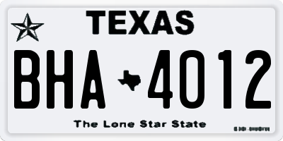 TX license plate BHA4012