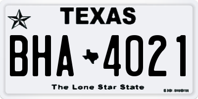 TX license plate BHA4021