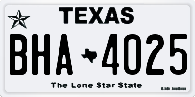 TX license plate BHA4025
