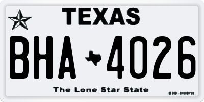 TX license plate BHA4026