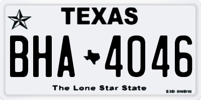 TX license plate BHA4046
