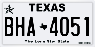 TX license plate BHA4051