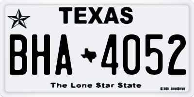 TX license plate BHA4052