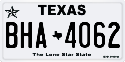 TX license plate BHA4062