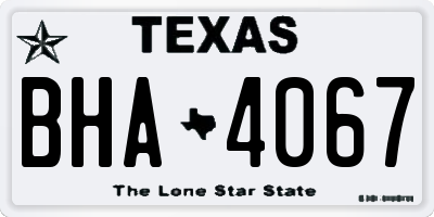 TX license plate BHA4067