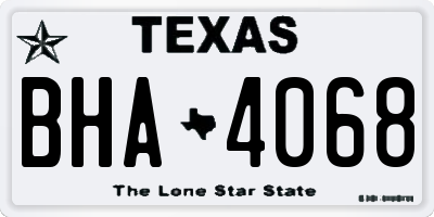 TX license plate BHA4068