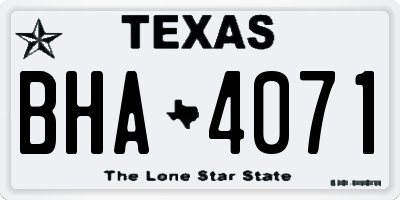 TX license plate BHA4071