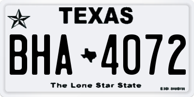 TX license plate BHA4072