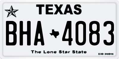 TX license plate BHA4083