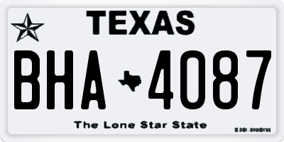 TX license plate BHA4087