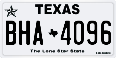 TX license plate BHA4096
