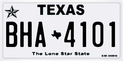 TX license plate BHA4101