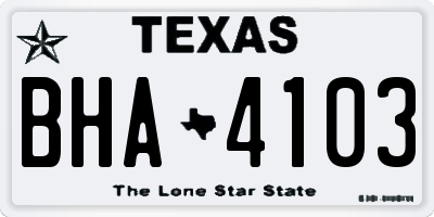 TX license plate BHA4103