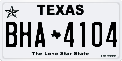 TX license plate BHA4104